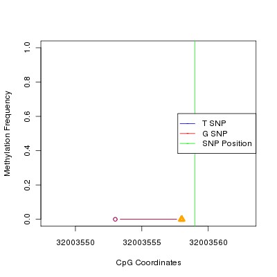 Allele Specific Methylation Frequency Diagram for chr12 32003559 SNP.