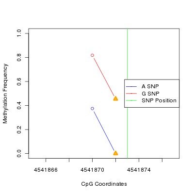 Allele Specific Methylation Frequency Diagram for chr12 4541873 SNP.