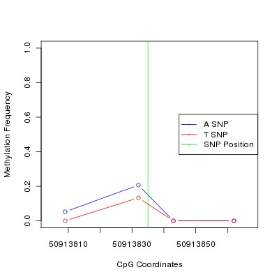 Allele Specific Methylation Frequency Diagram for chr12 50913835 SNP.