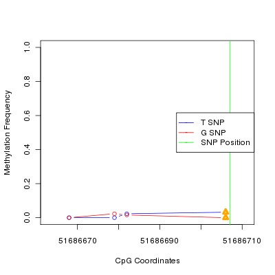 Allele Specific Methylation Frequency Diagram for chr12 51686707 SNP.