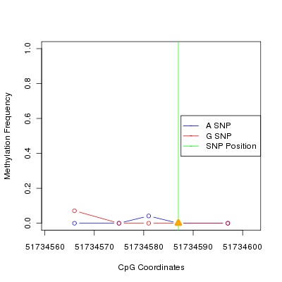 Allele Specific Methylation Frequency Diagram for chr12 51734587 SNP.