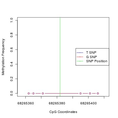 Allele Specific Methylation Frequency Diagram for chr12 68265382 SNP.