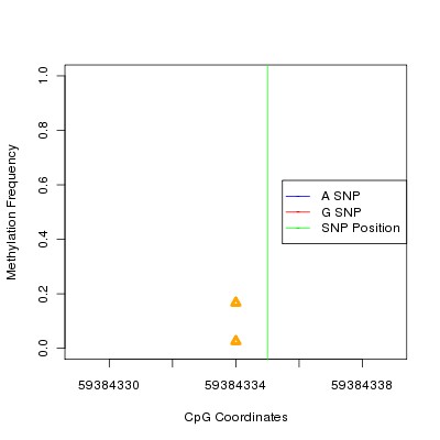 Allele Specific Methylation Frequency Diagram for chr19 59384335 SNP.