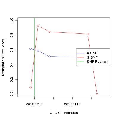 Allele Specific Methylation Frequency Diagram for chr20 26138090 SNP.