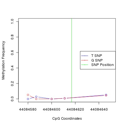 Allele Specific Methylation Frequency Diagram for chr20 44084617 SNP.