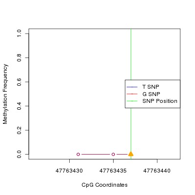 Allele Specific Methylation Frequency Diagram for chr20 47763437 SNP.