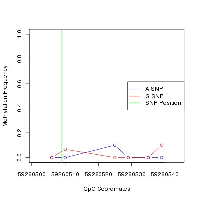 Allele Specific Methylation Frequency Diagram for chr20 59260509 SNP.