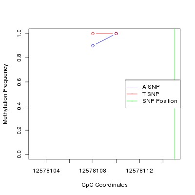 Allele Specific Methylation Frequency Diagram for chr8 12578115 SNP.