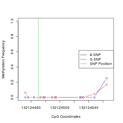 Allele Specific Methylation Frequency Diagram for chr12 132124470 SNP.