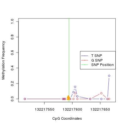 Allele Specific Methylation Frequency Diagram for chr12 132217594 SNP.