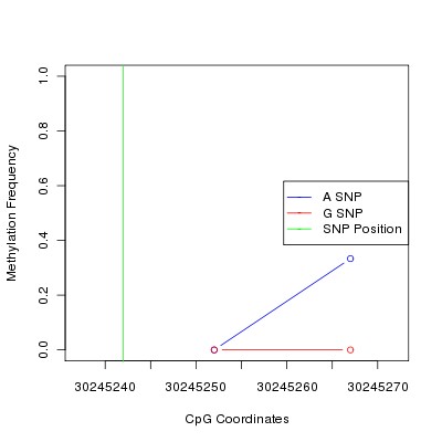 Allele Specific Methylation Frequency Diagram for chr12 30245242 SNP.