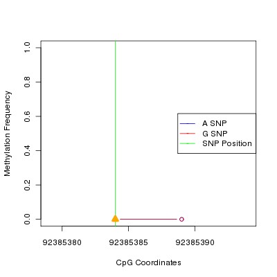 Allele Specific Methylation Frequency Diagram for chr12 92385384 SNP.