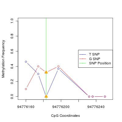 Allele Specific Methylation Frequency Diagram for chr12 94776183 SNP.