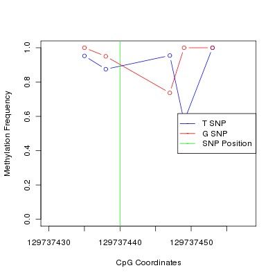 Allele Specific Methylation Frequency Diagram for chr12 129737440 SNP.