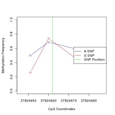 Allele Specific Methylation Frequency Diagram for chr12 37824662 SNP.