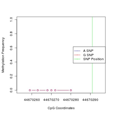Allele Specific Methylation Frequency Diagram for chr12 44670291 SNP.