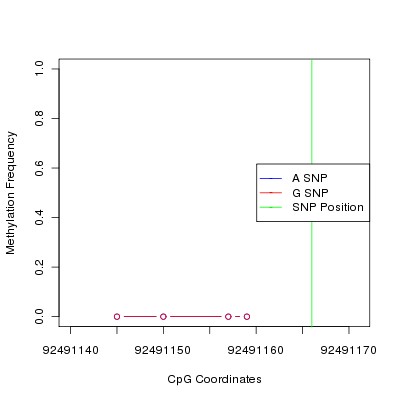 Allele Specific Methylation Frequency Diagram for chr12 92491166 SNP.