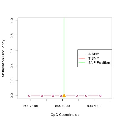 Allele Specific Methylation Frequency Diagram for chr20 8997201 SNP.
