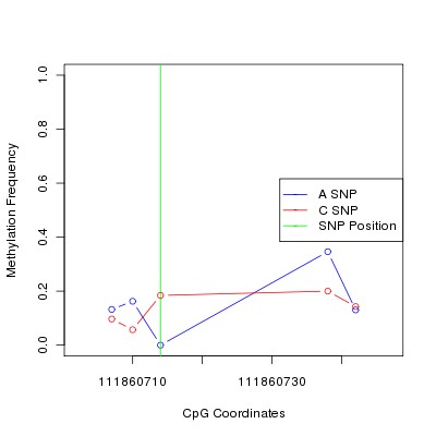 Allele Specific Methylation Frequency Diagram for chr12 111860714 SNP.