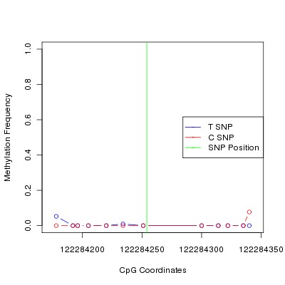 Allele Specific Methylation Frequency Diagram for chr12 122284254 SNP.