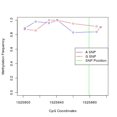 Allele Specific Methylation Frequency Diagram for chr12 1525879 SNP.