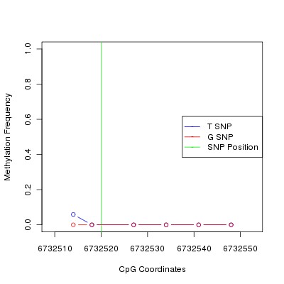 Allele Specific Methylation Frequency Diagram for chr12 6732520 SNP.