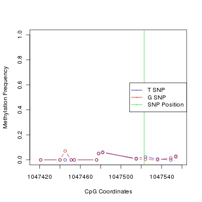 Allele Specific Methylation Frequency Diagram for chr20 1047523 SNP.