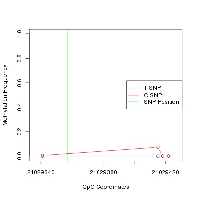 Allele Specific Methylation Frequency Diagram for chr20 21029357 SNP.