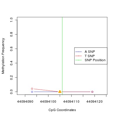 Allele Specific Methylation Frequency Diagram for chr20 44094106 SNP.