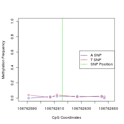 Allele Specific Methylation Frequency Diagram for chr12 106762616 SNP.