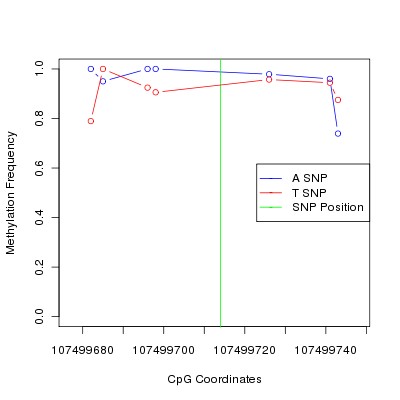 Allele Specific Methylation Frequency Diagram for chr12 107499714 SNP.