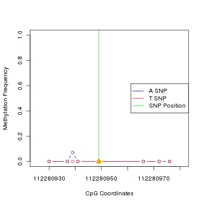 Allele Specific Methylation Frequency Diagram for chr12 112280949 SNP.