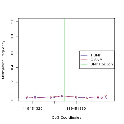 Allele Specific Methylation Frequency Diagram for chr12 119451349 SNP.