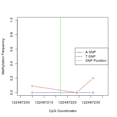Allele Specific Methylation Frequency Diagram for chr12 122487217 SNP.