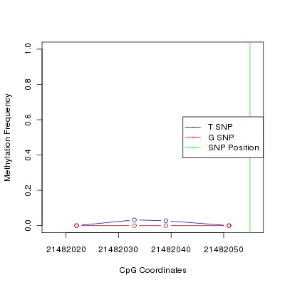 Allele Specific Methylation Frequency Diagram for chr12 21482055 SNP.