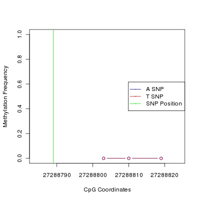 Allele Specific Methylation Frequency Diagram for chr12 27288789 SNP.