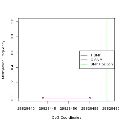 Allele Specific Methylation Frequency Diagram for chr12 29828459 SNP.