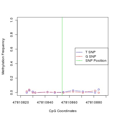 Allele Specific Methylation Frequency Diagram for chr12 47810854 SNP.