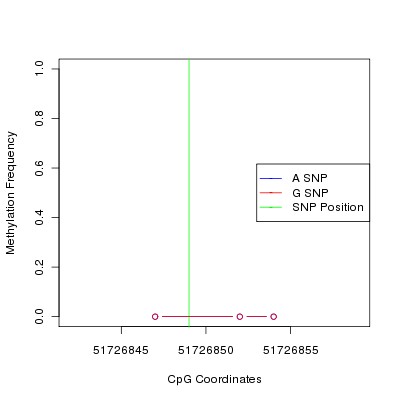 Allele Specific Methylation Frequency Diagram for chr12 51726849 SNP.