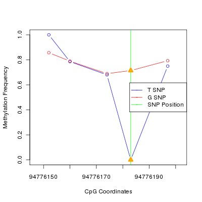 Allele Specific Methylation Frequency Diagram for chr12 94776183 SNP.