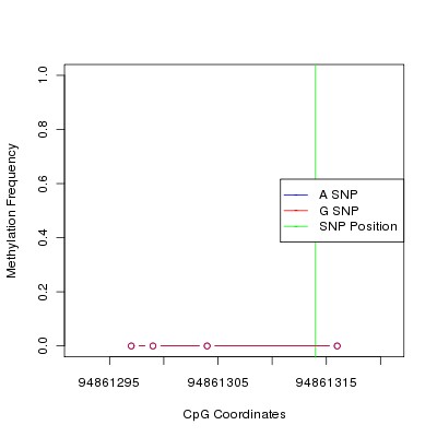 Allele Specific Methylation Frequency Diagram for chr12 94861314 SNP.