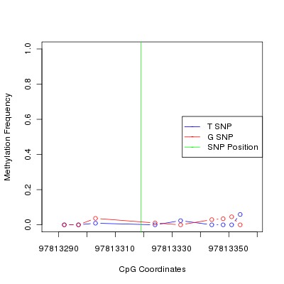 Allele Specific Methylation Frequency Diagram for chr12 97813319 SNP.