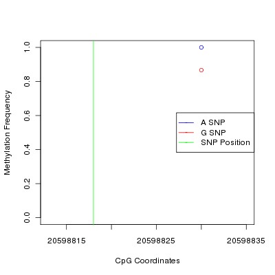 Allele Specific Methylation Frequency Diagram for chr14 20598818 SNP.