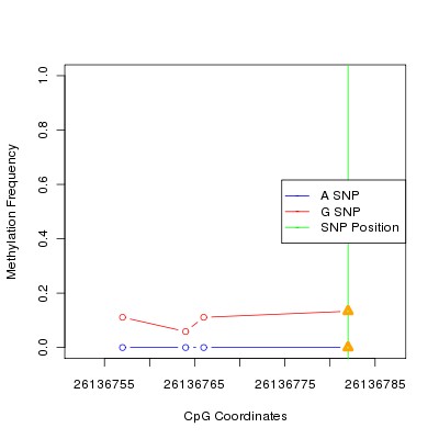 Allele Specific Methylation Frequency Diagram for chr20 26136782 SNP.