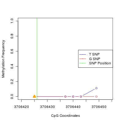 Allele Specific Methylation Frequency Diagram for chr20 3706426 SNP.