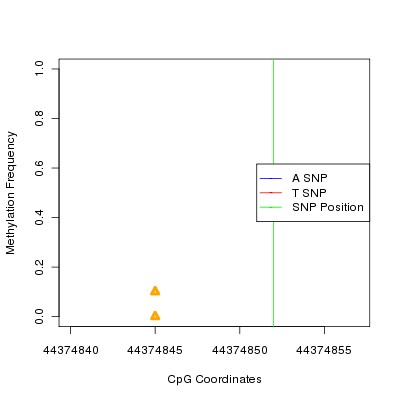 Allele Specific Methylation Frequency Diagram for chr20 44374852 SNP.