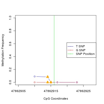 Allele Specific Methylation Frequency Diagram for chr20 47862916 SNP.