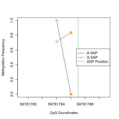 Allele Specific Methylation Frequency Diagram for chr20 59781787 SNP.