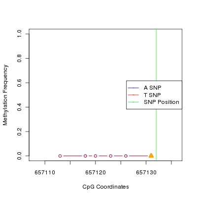 Allele Specific Methylation Frequency Diagram for chr20 657132 SNP.