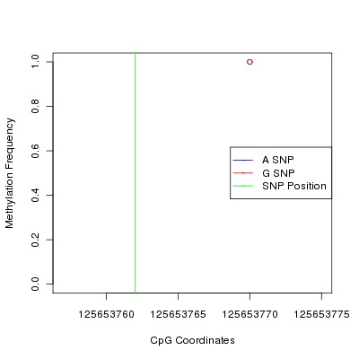 Allele Specific Methylation Frequency Diagram for chr7 125653762 SNP.